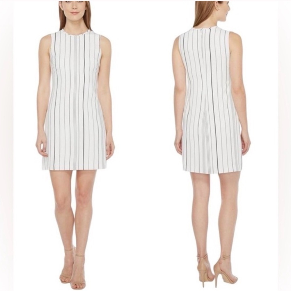 Calvin Klein White and Black Striped Mini Dress